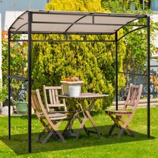 NNECW Patio Barbecue Canopy with Serving Shelf and Storage Hooks for Garden-Beig