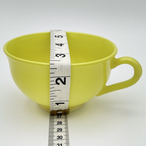 Vtg HAZEL ATLAS Milk glass Mustard Neon Yellow Tea Cups Coffee Mugs 4pc 6oz - Picture 6 of 11