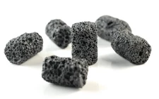 28X18MM BLACK VOLCANIC BASALTIC LAVA GEMSTONE ROUND TUBE DRUM LOOSE BEADS 7inch