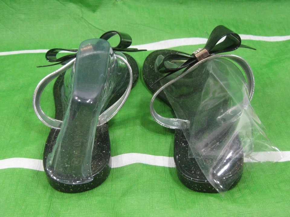 NUEVO NEGRO Playa Retro Plano Jaleas Jalea Sandalia Mujer Talla 7 Foto 3 de 4