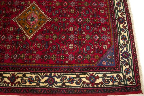 Handmade Vintage Oriental Rug Red Tribal Floral Design Wool Décor Carpet 3X5 ft - Picture 8 of 14