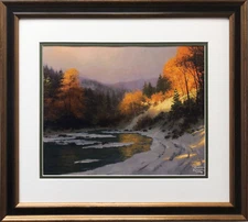 Thomas Kinkade "Autumn Snow" NEWLY CUSTOM FRAMED Art Print
