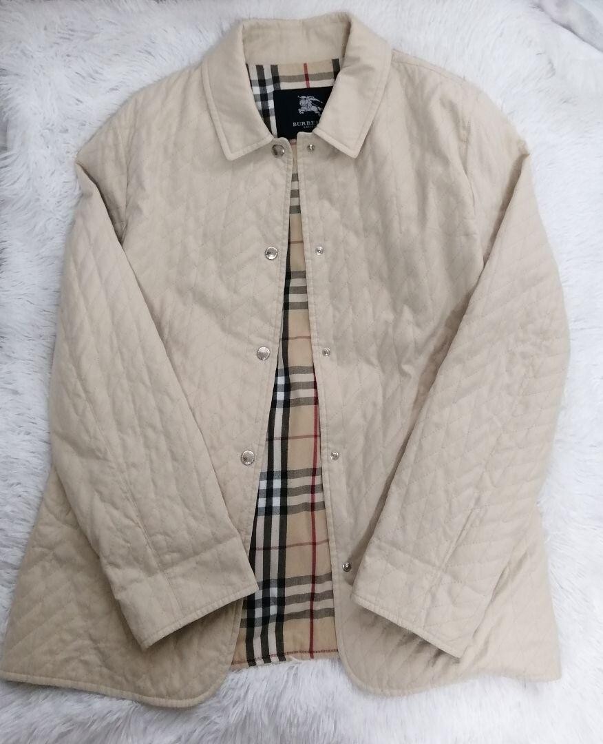 BURBERRY LONDON Quilted Nova Check Jacket Coat for Women Beige Made in Spain