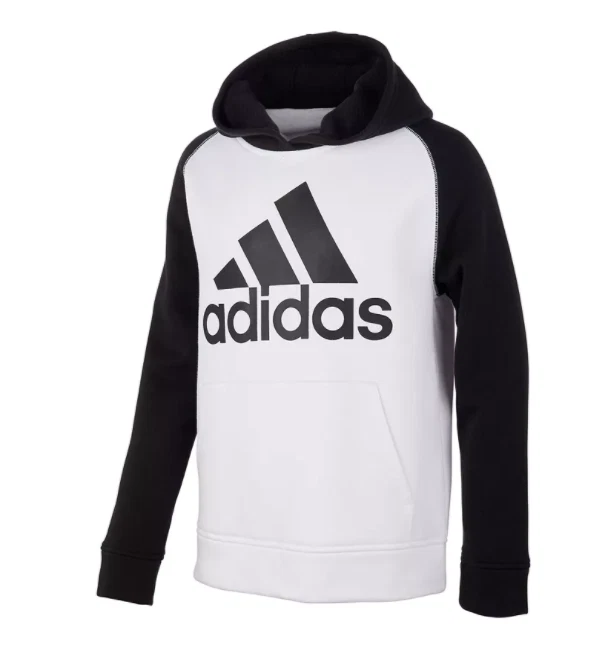 Adidas Sweatshirt Youth Boys Small Long Sleeve Lightweight Hooded White Black