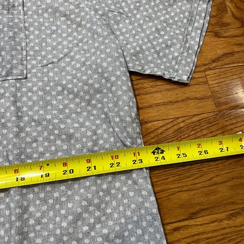 Barbour Shirt Mens Large Blue Spot Short Sleeve Linen Blend Casual Pocket Summer - Picture 5 of 7