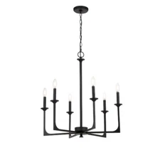 Luminosa 6-light Chandlier Matte Black Wrought Iron Candelabra