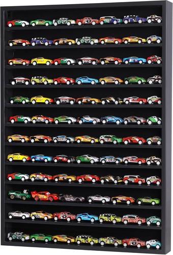 Open Front 1:64 Scale Toy Car Display Case - Wall Mount, No Door, Black - Picture 5 of 11