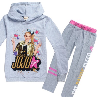 Jojo Siwa Girls Hooded Hoodies Casual Cartoon Kids SweatShirts+Pants Outfits