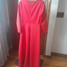 Women's Red Ruffle High Low long sleeve dress