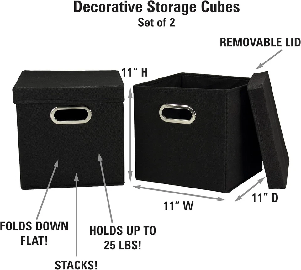 Household Essentials 34-1 Decorative Storage Cube Set with Removable Black  - Image 3 of 3
