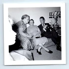 Old Vintage Square Photo MAN WOMEN SITTING IN LIVING ROOM ANTIQUE SNAPSHOT