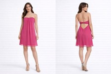 Alice Olivia Pink Strapless Tent Dress Pleated Chiffon Open Back Size 6 Medium