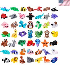 52 Pcs 3D Printed Animals Set, Flexible Articulated Mini Sea Animal