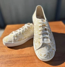 Keds~Rifle Paper Co.~Womens~Queen Anne~Sneakers~Gold Floral~WF57767~Size 6