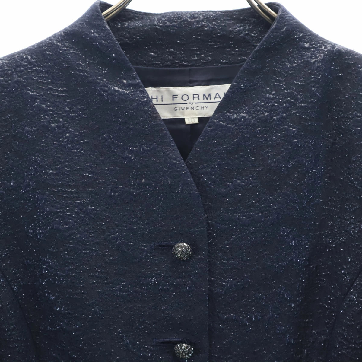 GIVENCHY Ladies Jacket Vintage 90S Japan No Collar Size 10 Navy Formal Women thumbnail 3