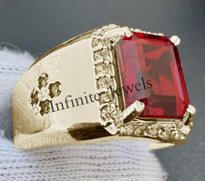 Natural Red Garnet Solitaire Ring 925 Sterling Silver Statement Jewelry
