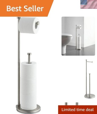 Sturdy Metal Free Standing Toilet Paper Stand - Holds 3 Jumbo Rolls Stylishly