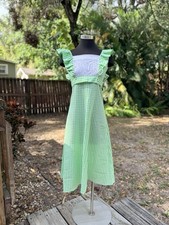 1970s Vintage Handmade Gingham Lace Eyelet Prairie Maxi Dress
