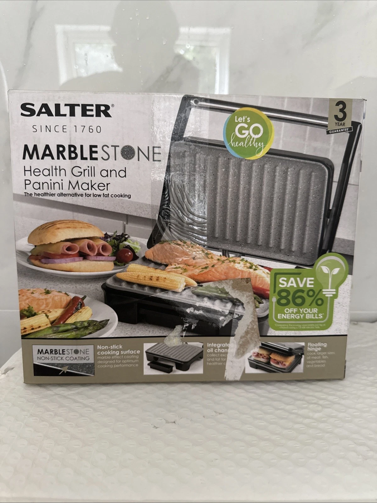 Salter Marble Stone Health Grill and Panini Maker, Non-Stick Coating