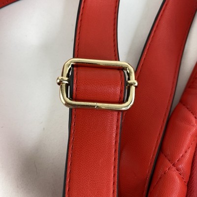 Red Quilted Faux Leather Sling Bag Zippers Gold Hardware 43  display picture 1