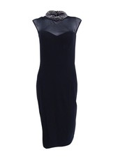Xscape Beaded Illusion Bodycon Dress (6, Black/Gunmetal) 808593911082