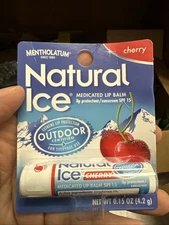 Mentholatum Natural Ice Medicated Lip Protectant SPF 15 Cherry Balm 12 Pack