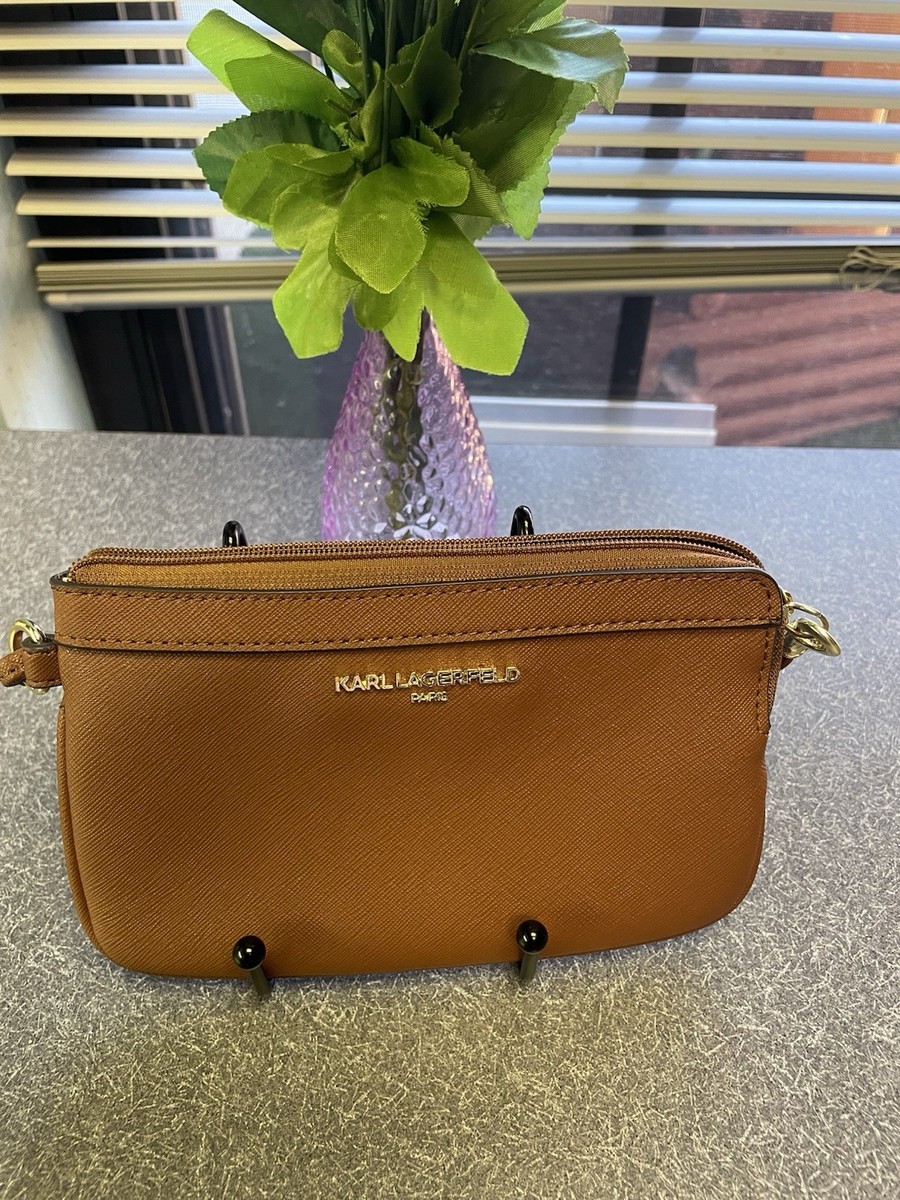 KARL LAGERFELD ブラウンレザー ビジネスバッグ Amazon.com: KARL LAGERFELD Women's Maybelle Printed Satchel, Brown