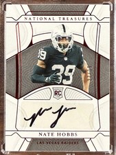2021 National Treasures Nate Hobbs Rookie Auto #'d /39 Red Jersey Number RC #148