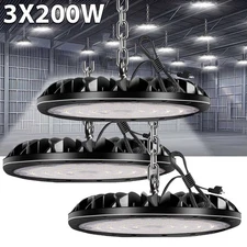 3 Pack 200W UFO LED High Bay Light Shop Warehouse Industrial Factory Commercial