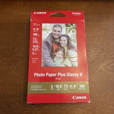 Canon Photo Paper Glossy Plus II PP201 4x6 Inches 100 Sheets 73lbs NEW NOS
