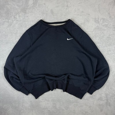 Vintage Nike 2000's Navy Blue Mini Swoosh Heavyweight Oversized XXL Sweatshirt