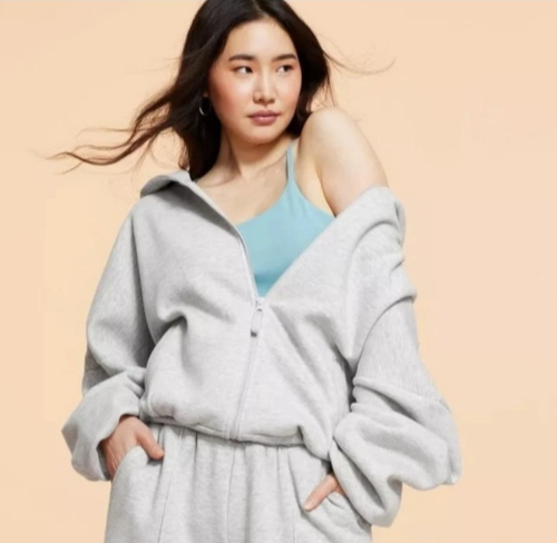 Vital Exclusive Blogilates Marshmallow Full Zip Hoodie Sweatshirt SIZE l