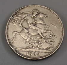 Sterling Silver 1889 Britain Victoria Silver Jubilee Crown Coin 925 Bullion