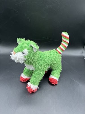 Rare Commonwealth Mistletoe & The Christmas Kittens Green Striped Cat Plush Toy