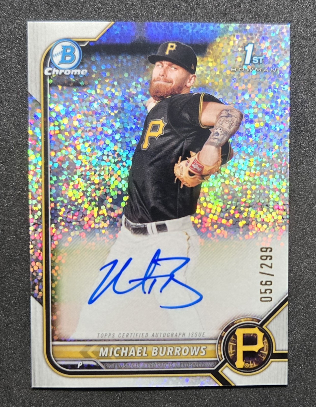 Michael Mike Burrows 2022 Bowman Chrome 1st Speckle Refractor Auto /299 #CPA-MB 