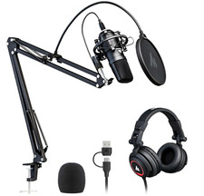 MAONO Microphone with Studio Headphone Set 192kHz/24bit Vocal Condenser Cardioid