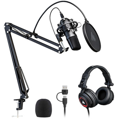 MAONO Microphone with Studio Headphone Set 192kHz/24bit Vocal Condenser Cardioid
