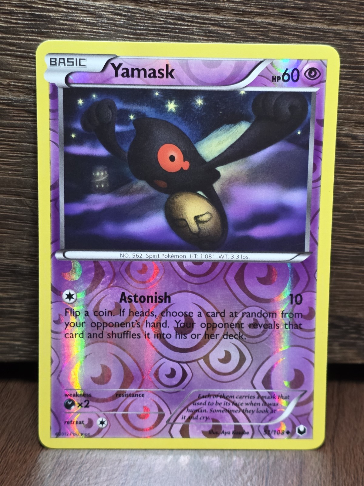 Pokemon Yamask Dark Explorers REVERSE 51/108 Card 2012 NM
