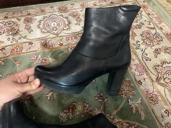 Women Paul Green Ankle Boots Black Leather 39.5