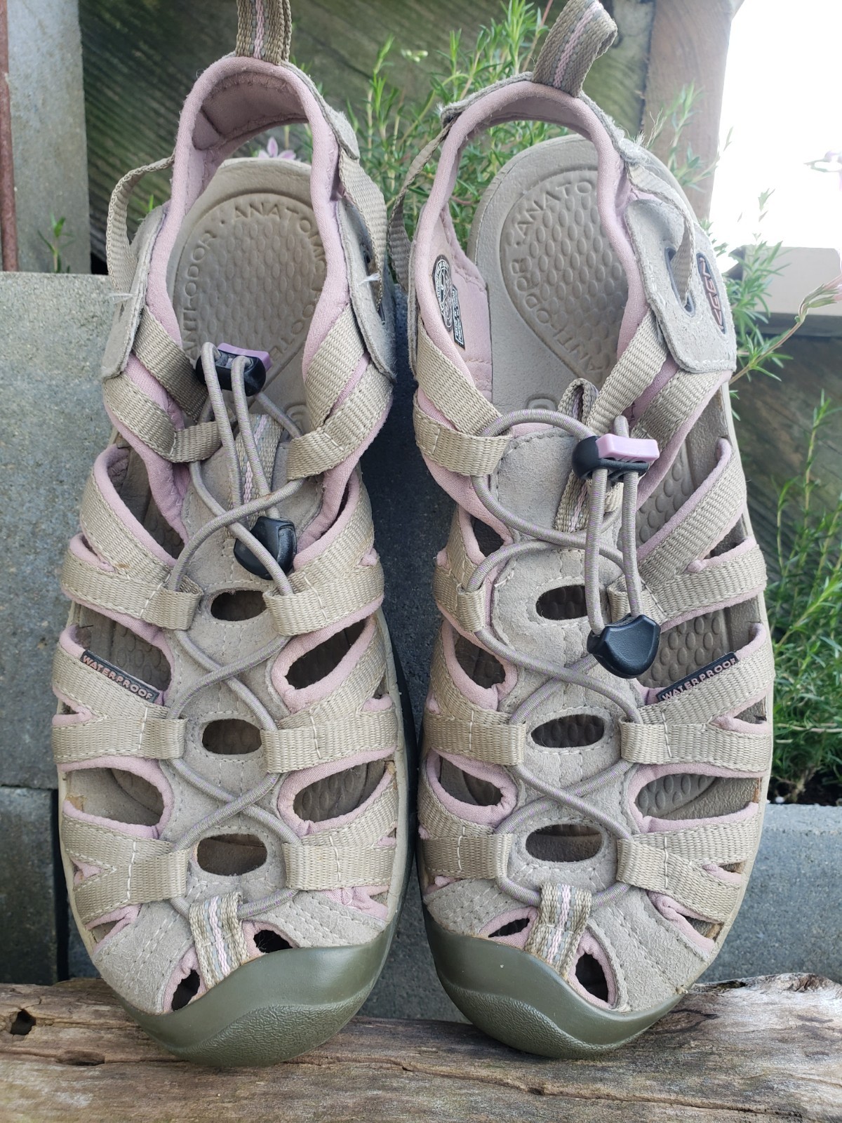 Sandali ibridi donna Keen taglia 8 scarpe acqua escursionismo sport viola grigio elastici