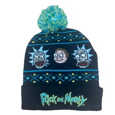 Adult Rick and Morty Magic Jacquard Pom Beanie Hat Bioworld Cartoon Network