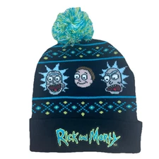 Adult Rick and Morty Magic Jacquard Pom Beanie Hat Bioworld Cartoon Network