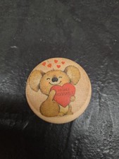 1980 Hallmark Highly Huggable Koala Heart Pin Button USA made