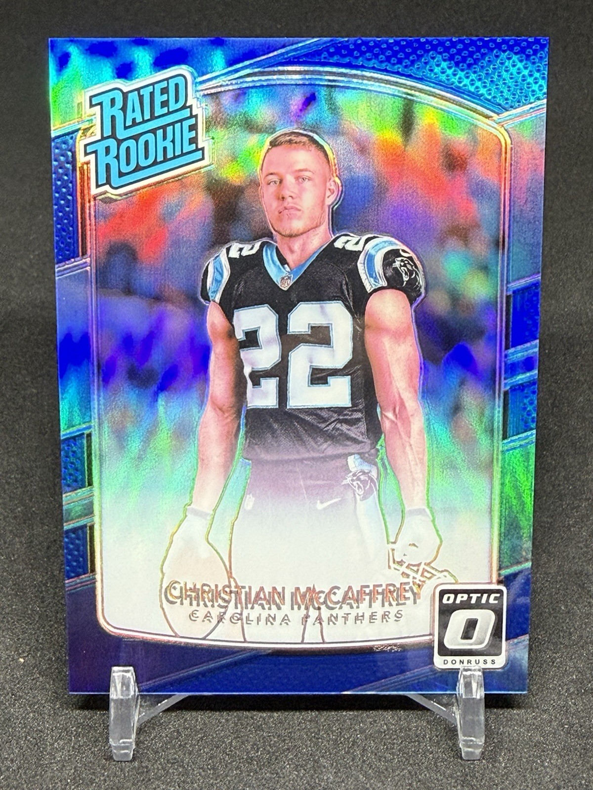 2017 Panini Donruss Optic Christian McCaffrey Rookie Blue #112/149