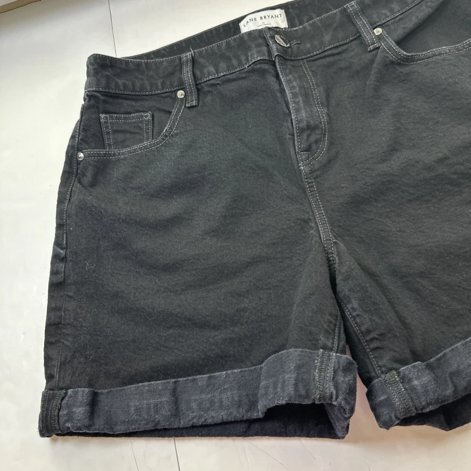 Lane Bryant женщин джинсовой ткани с манжетами середины подъема бойфренд короткие черный Sz-12 #371 - Изображение 2 из 4