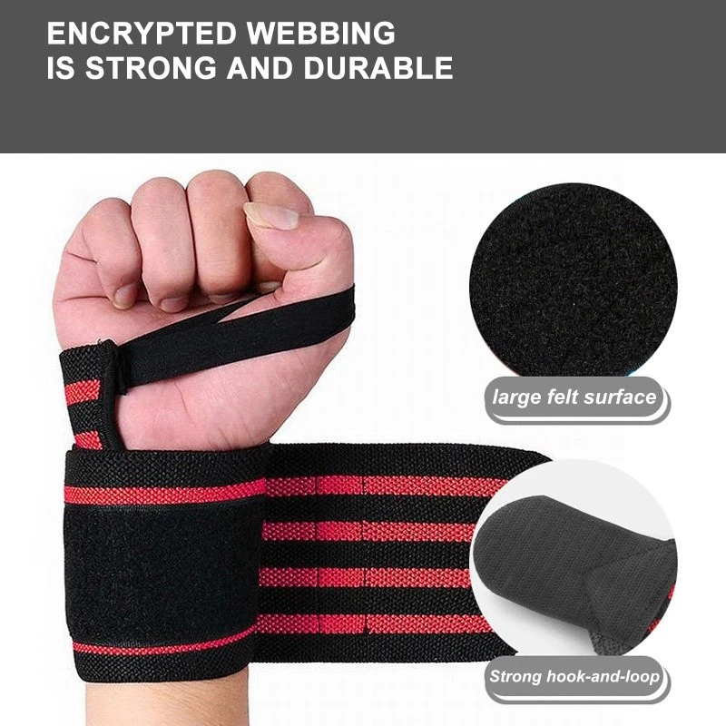 Wrist Wraps Weight lifting Gym Straps Support Strength Elasticated Hand Bandage - Image 4 of 4