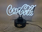 vintage Coca Cola Coke Table Top neon sign lights up beatuful! With Stand