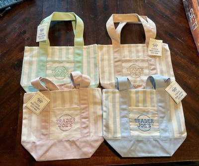 Trader Joe s Striped Mini Canvas Tote Bags  (Set of 4). NWT.