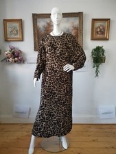 John Lewis Partners Siz 16 Leopard Brown Maxi Batwing Long Sleeves Dress #J69DE#