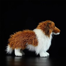 Simulation Brown Border Collie 29cm Plush Stuffed Animal Educational Doll Gift